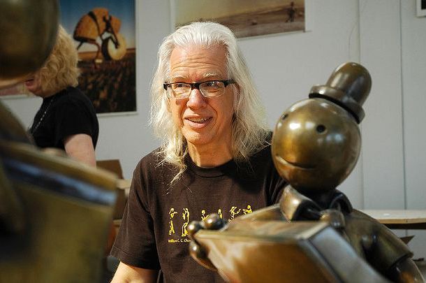 The artist Tom Otterness and one of his works, in 2007